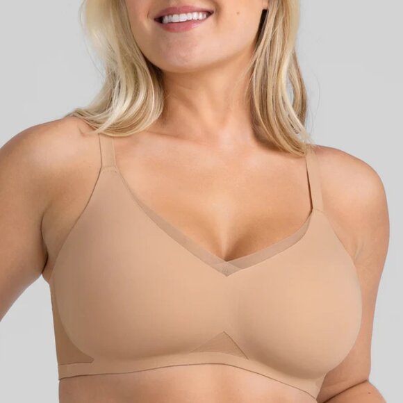 Honeylove Medium 36B 36C Beige Crossover V-Neck Wireless Bra - Picture 1 of 9